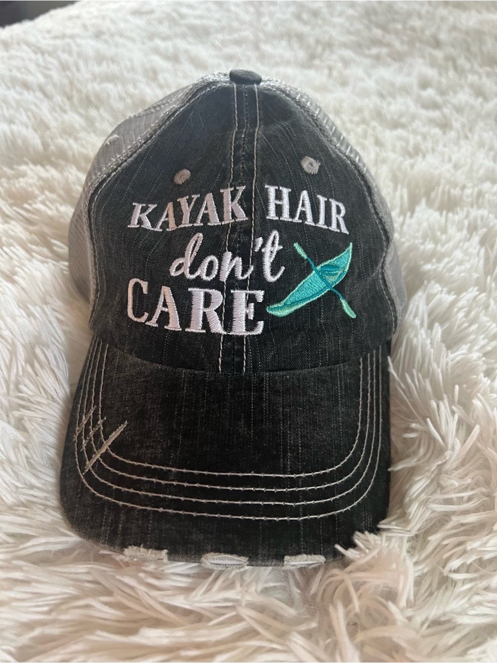 Katydid Black Cap with Teal Kayak Embroidery